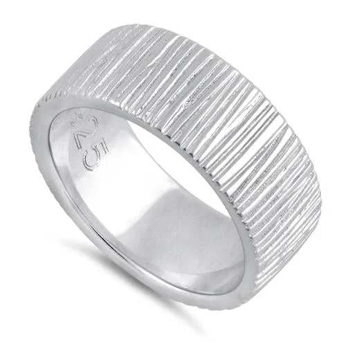 Ladies platinum ring-Sterling Silver Tree Trunk Ring