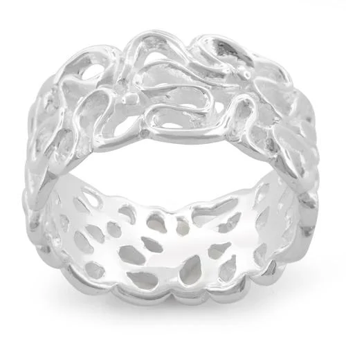 Ladies gold ring-Sterling Silver Abstract Swirl Ring