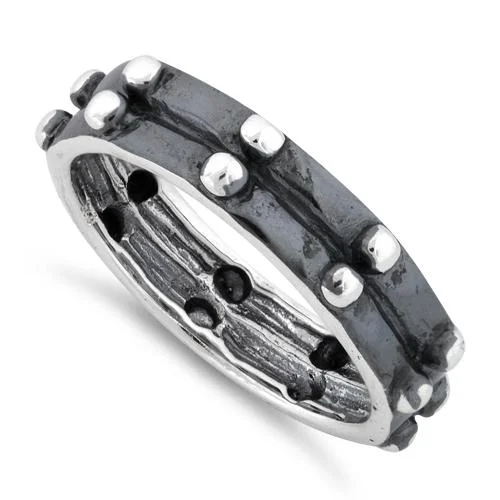 Ladies solitaire ring-Sterling Silver Oxidized Eternity Armor Ring