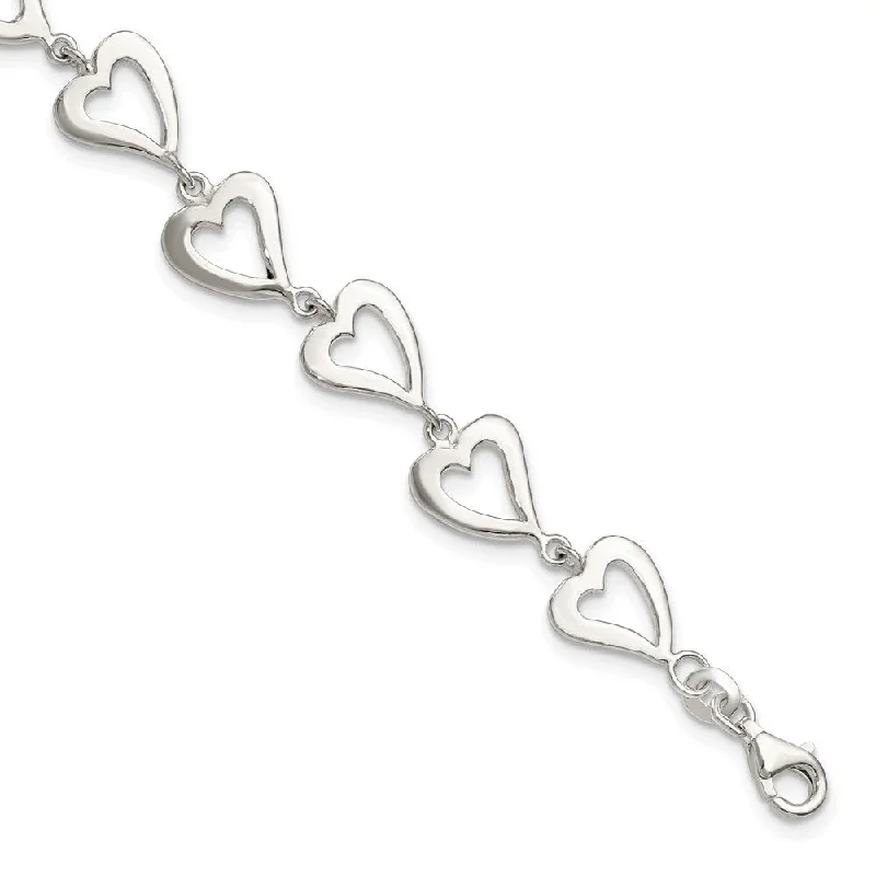 Ladies infinity bracelet-925 Sterling Silver Heart Bracelet, 7.5"