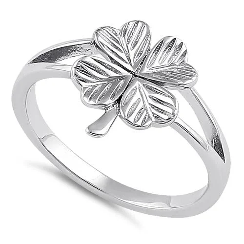 Ladies unique design ring-Sterling Silver Four-Leaf Clover Ring