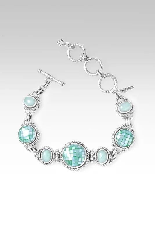 Ladies dainty bracelet-Sacred Union Bracelet™ in Green Mother of Pearl Mosaic