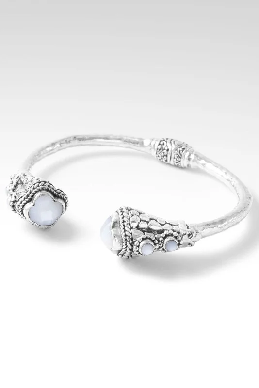 Ladies birthstone bangle-Unity Tip-To-Tip Bracelet™ in White Mother of Pearl