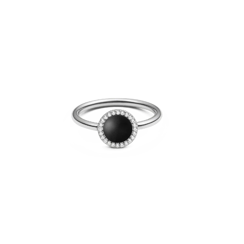 Ladies sterling silver ring-Audrey Ring Black Agathe Silver