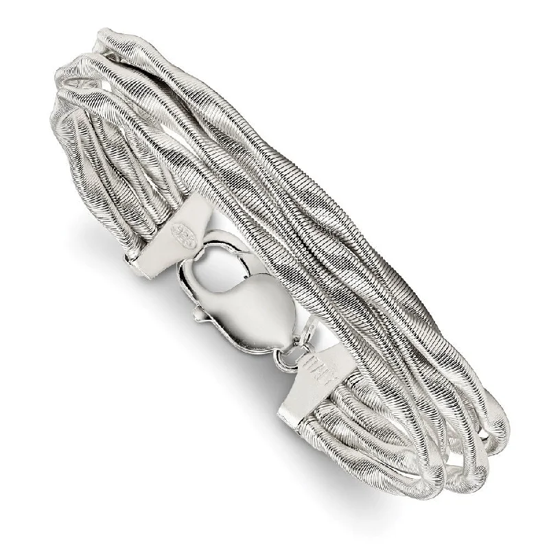 Ladies gemstone bracelet-925 Sterling Silver Twisted Mesh 5-Strand Bracelet, 7.5"