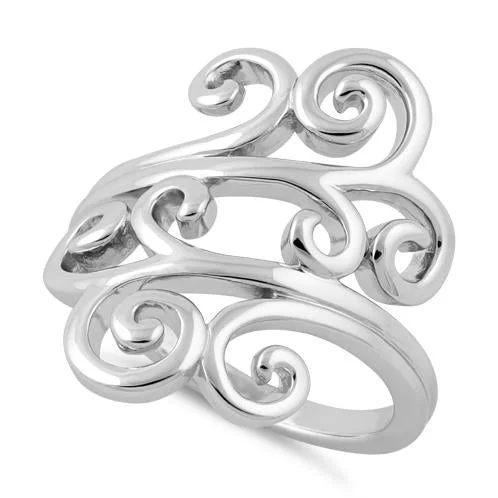 Ladies vintage-inspired ring-Sterling Silver Swirls Ring