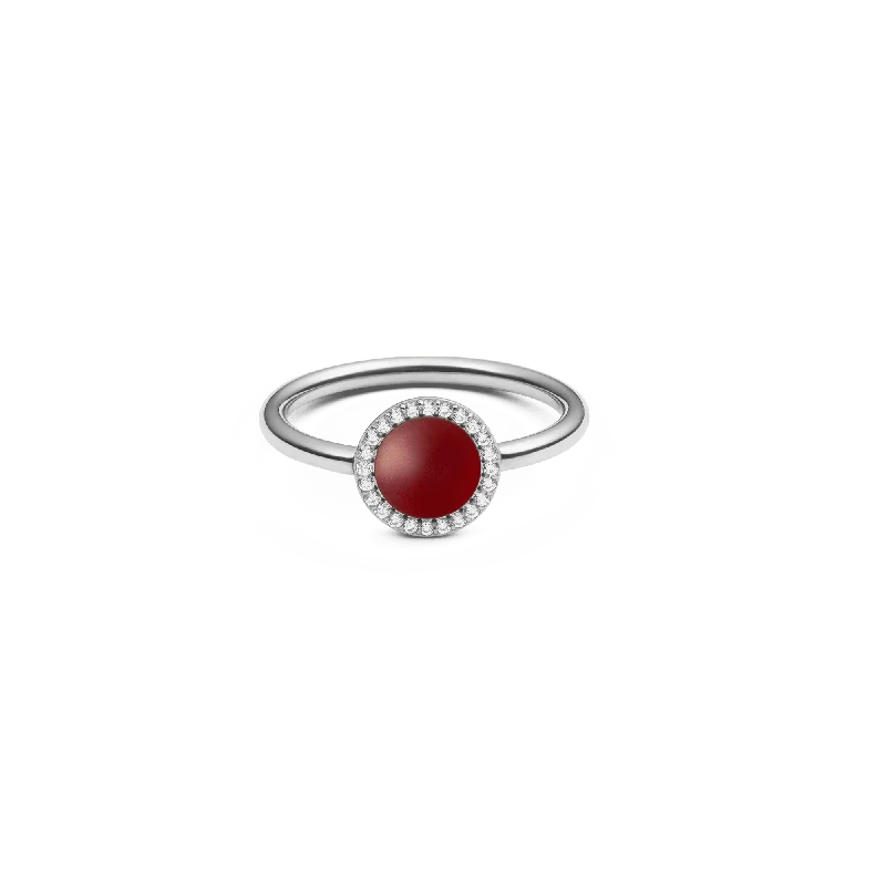 Ladies pearl engagement ring-Audrey Ring  Red Agathe Silver