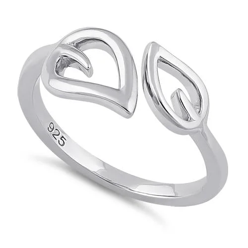 Ladies personalized ring-Sterling Silver Double Leaf Ring