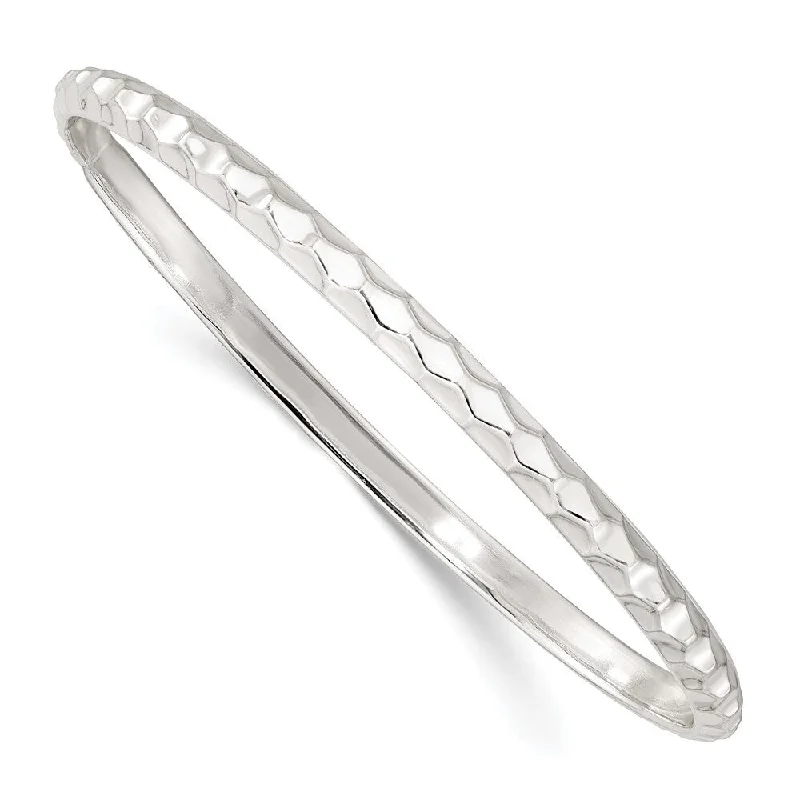 Ladies romantic bracelet-925 Sterling Silver Textured Slip-on Bangle Bracelet (15.44grm)