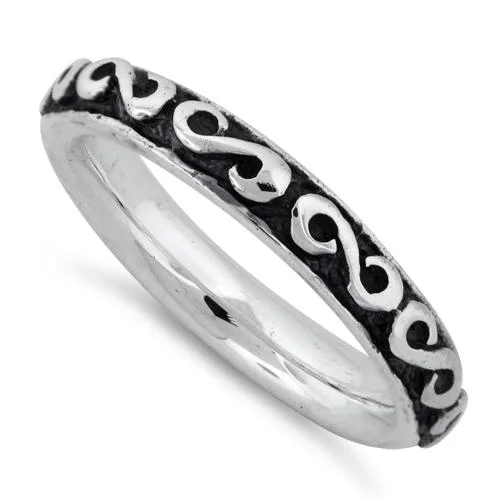 Ladies gemstone ring-Sterling Silver Infinity Stackable Ring