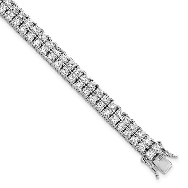 Ladies solid gold bracelet-925 Sterling Silver Cheryl M Rhodium-plated Cubic Zirconia Tennis Bracelet, 7.5" (W-6.5mm)