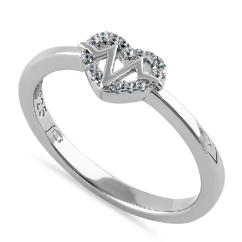 Ladies bridal ring set-Sterling Silver Inner Heartbeat Round Cut Clear CZ Ring