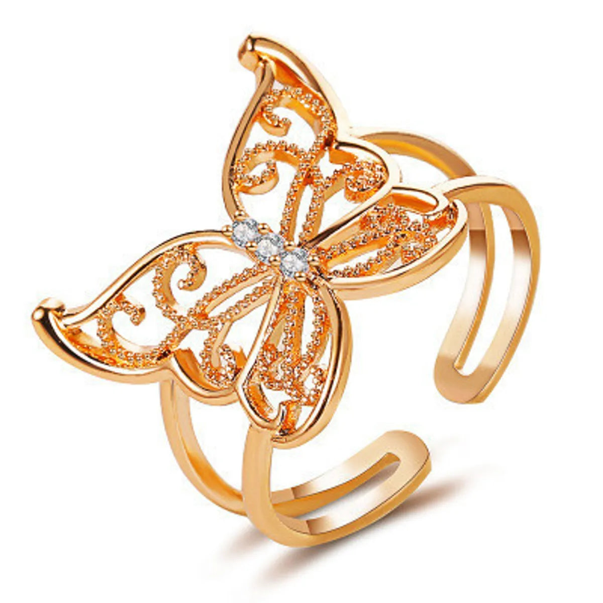 Ladies modern ring-New Exaggerated Hollow Butterfly  Fashion Open Ring Wholesale