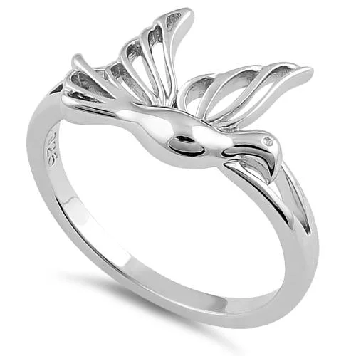 Ladies opal ring-Sterling Silver Flying Dove Ring